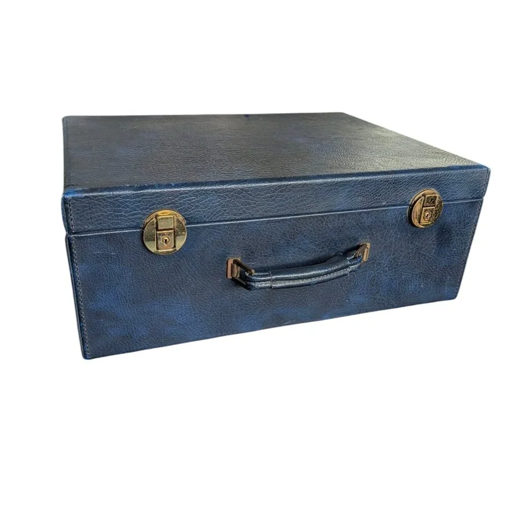 Vintage Blue Faux Leather Briefcase
